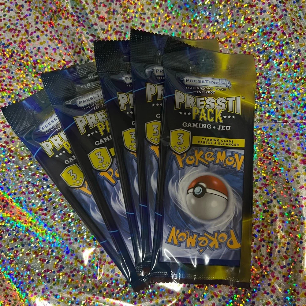 Pokemon Presstti Pack Trading Card Boosters - Blue, Yellow, Red
